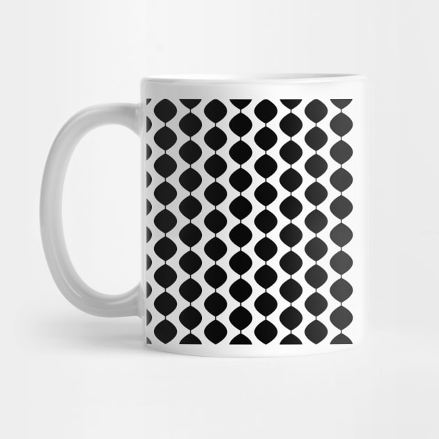 Midcentury Modern Retro 60s Waves Pattern (Black) by Makanahele